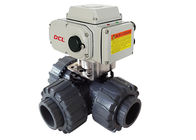 Compact 3 Way Electric Actuated ISO5211 PVC Ball Valve